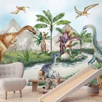 Enchanted Dinosaur Park Kids Wallpaper Mural 1