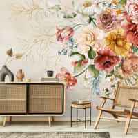 Watercolor Floral Bouquet Elegant Wallpaper Mural 1