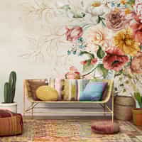 Watercolor Floral Bouquet Elegant Wallpaper Mural 2