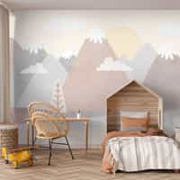 Serene Pastel Mountains Kids Wallpaper Mural 3