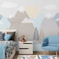 Serene Pastel Mountains Kids Wallpaper Mural 1