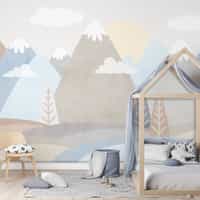 Serene Pastel Mountains Kids Wallpaper Mural 2