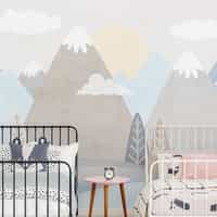 Serene Pastel Mountains Kids Wallpaper Mural 3