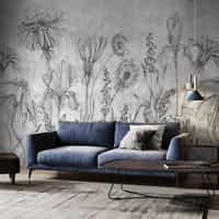 Sketchbook Wildflowers Monochrome Wallpaper Mural 1