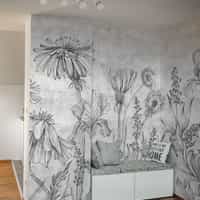 Sketchbook Wildflowers Monochrome Wallpaper Mural 2