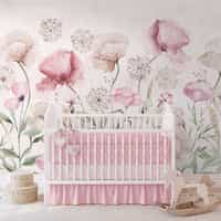 Delicate Watercolor Poppies Blooms Wallpaper Mural 1
