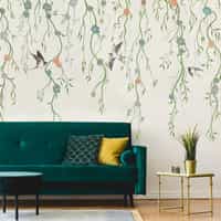 Floral Cascade and Birds Wallpaper Mural 1