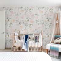 Watercolor Pink Floral Pattern Wallpaper Mural 2