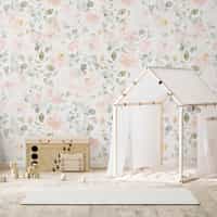 Watercolor Pink Floral Pattern Wallpaper Mural 3