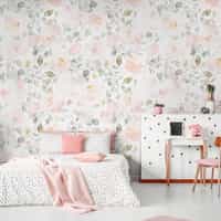 Watercolor Pink Floral Pattern Wallpaper Mural 6