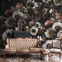 Midnight Florals Elegant Wallpaper Mural 2