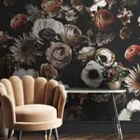 Midnight Florals Elegant Wallpaper Mural 3