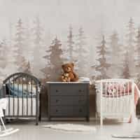 Misty Forest Silhouette Watercolor Wallpaper Mural 3