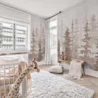 Misty Forest Silhouette Watercolor Wallpaper Mural 4
