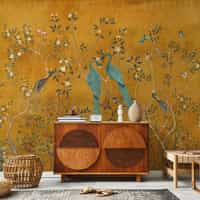 Chinoiserie Peacock and Blossom Wallpaper Mural 1