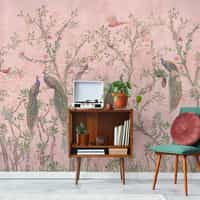 Floral Elegance Peacock Rose Garden Wallpaper Mural 1