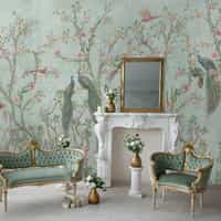 Floral Elegance Peacock Rose Garden Wallpaper Mural 1