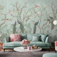 Floral Elegance Peacock Rose Garden Wallpaper Mural 2