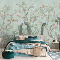 Floral Elegance Peacock Rose Garden Wallpaper Mural 3