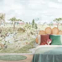 Serene Pastoral Landscape with Animals Wallpaper 5