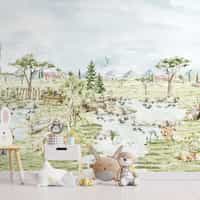 Serene Pastoral Landscape with Animals Wallpaper 7