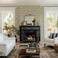 Elegant Fan Leaf Pattern Beige Wallpaper Mural 3