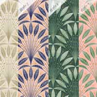 Elegant Fan Leaf Pattern Beige Wallpaper Mural 5