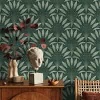 Elegant Fan Leaf Pattern Wallpaper Mural 1
