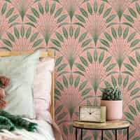 Elegant Fan Leaf Pattern Wallpaper Mural 1