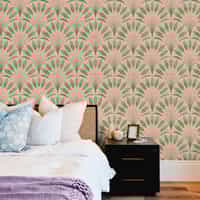 Elegant Fan Leaf Pattern Wallpaper Mural 2