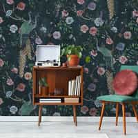 Midnight Floral Peacock Elegance Wallpaper Mural 4