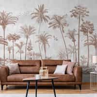 Vintage Sepia Palms Botanical Wallpaper Mural 1