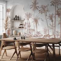 Vintage Sepia Palms Botanical Wallpaper Mural 2