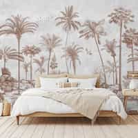 Vintage Sepia Palms Botanical Wallpaper Mural 3