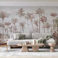 Vintage Sepia Palms Botanical Wallpaper Mural 4