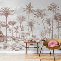 Vintage Sepia Palms Botanical Wallpaper Mural 5
