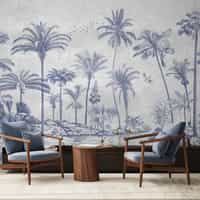 Vintage Sepia Palms Botanical Wallpaper Mural 1