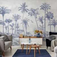 Vintage Sepia Palms Botanical Wallpaper Mural 2