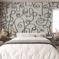 Abstract Line Art Neutral Tones Wallpaper Mural 1