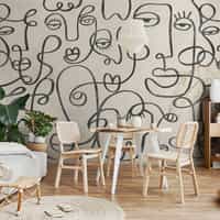 Abstract Line Art Neutral Tones Wallpaper Mural 5