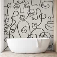 Abstract Line Art Neutral Tones Wallpaper Mural 6