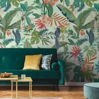 Tropical Paradise and Exotic Birds Wallpaper Mural 1