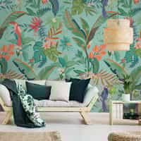 Tropical Paradise and Exotic Birds Wallpaper Mural 1