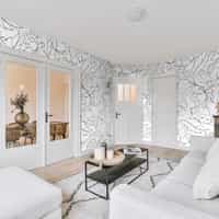 Modern Black White Floral Drawing Wallpaper Mural 3