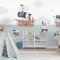 Adventurous Nautical Animals Kids Wallpaper Mural 1