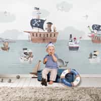 Adventurous Nautical Animals Kids Wallpaper Mural 3
