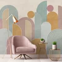 Colorful Geometric Arches Pastel Wallpaper Mural 1