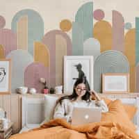 Colorful Geometric Arches Pastel Wallpaper Mural 3