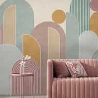 Colorful Geometric Arches Pastel Wallpaper Mural 7