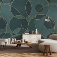 Opulent Circular Patterns Teal Wallpaper Mural 1